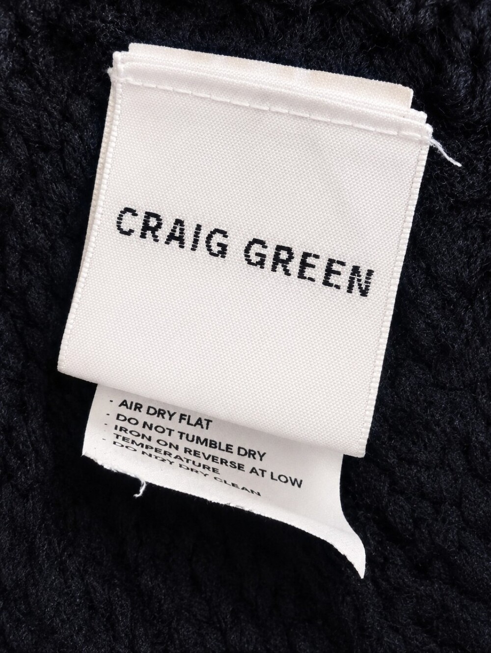 CRAIG GREEN | Black 100% Wool Open-Knit Elongated Sweater Size Large - Picture 5 of 6